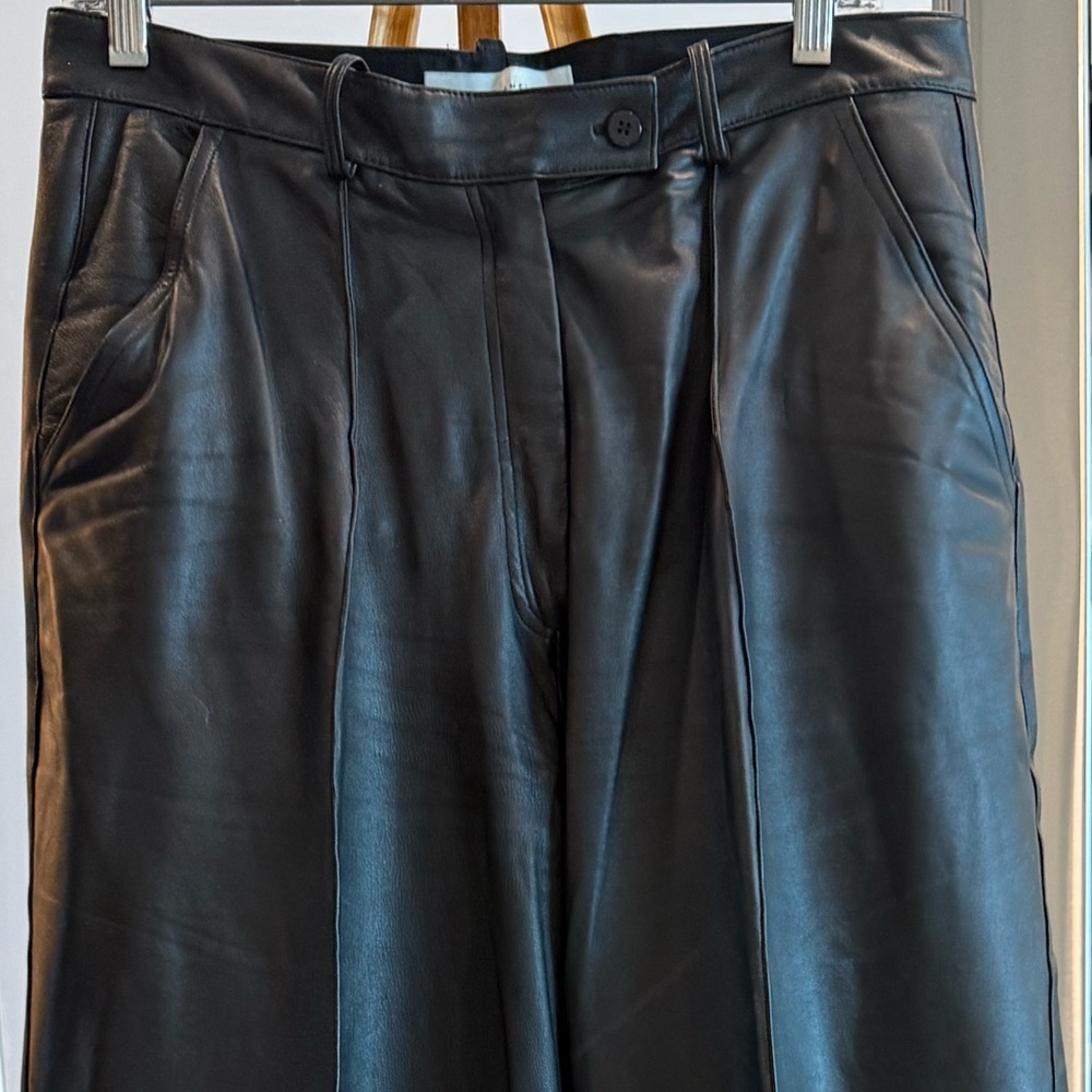 Studio Amelia/BLK/Sheep Leather Wide Leg Pants/8(10)/Minimalist/Quiet Luxury - Picture 5 of 13